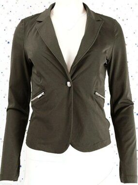 Super Stretch Knit Blazer Olive in Size Small